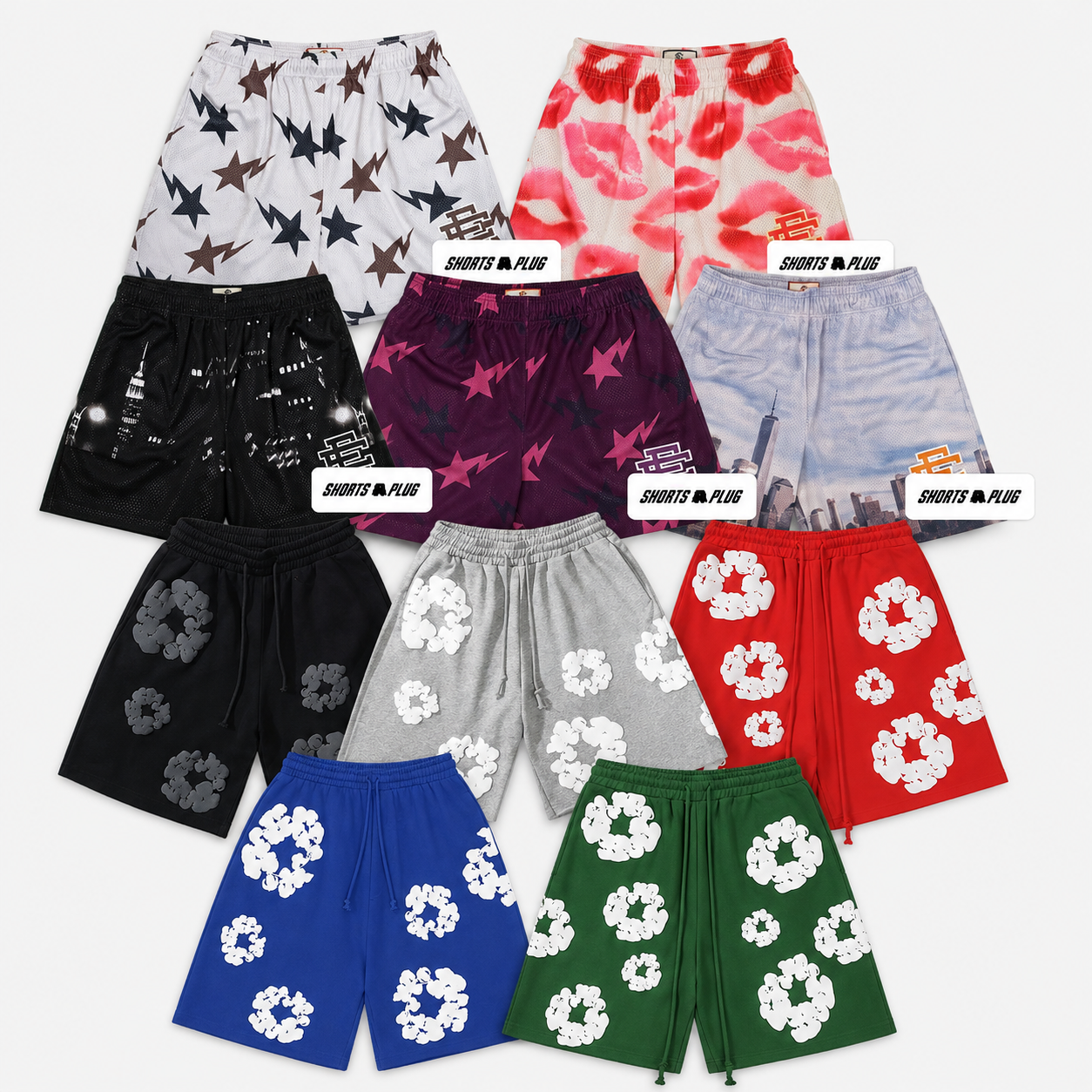 All Shorts Plug mesh and cotton shorts collection in multiple colors and graphic prints