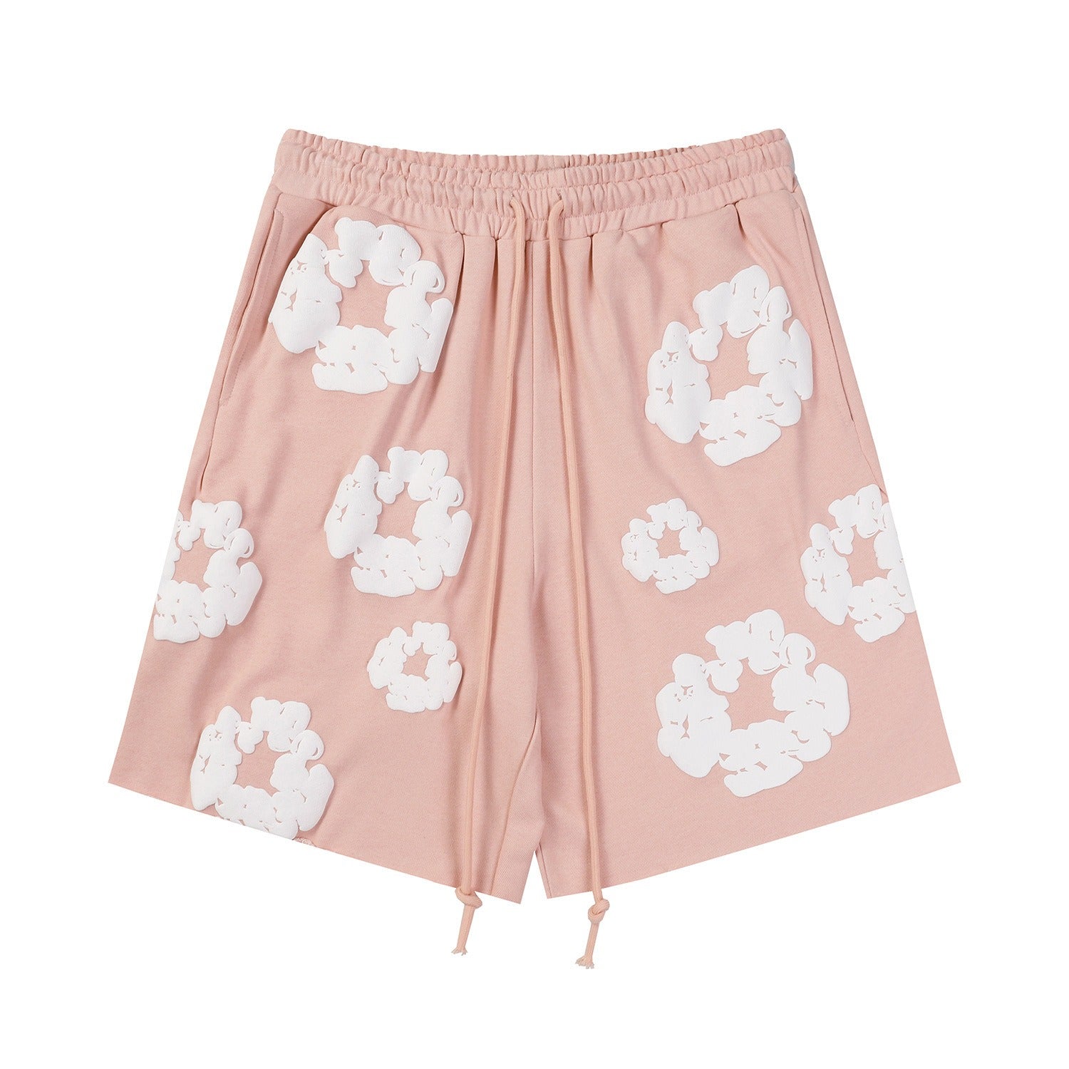 Peach Camo Black Floral cotton shorts - front product view