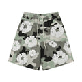 Grey Camo White Floral cotton shorts - front product view