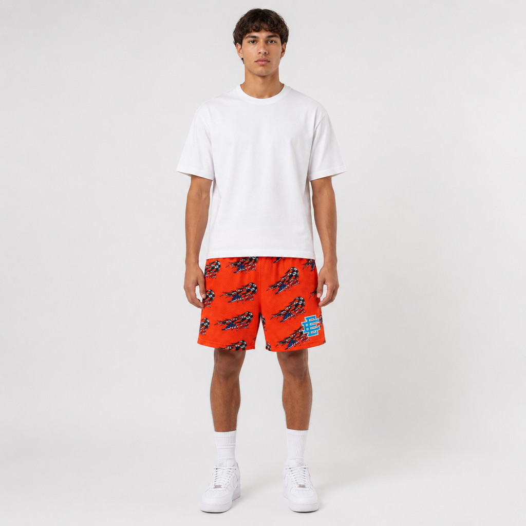 Schwarz-weiße Sox-Mesh-Shorts (SP123)