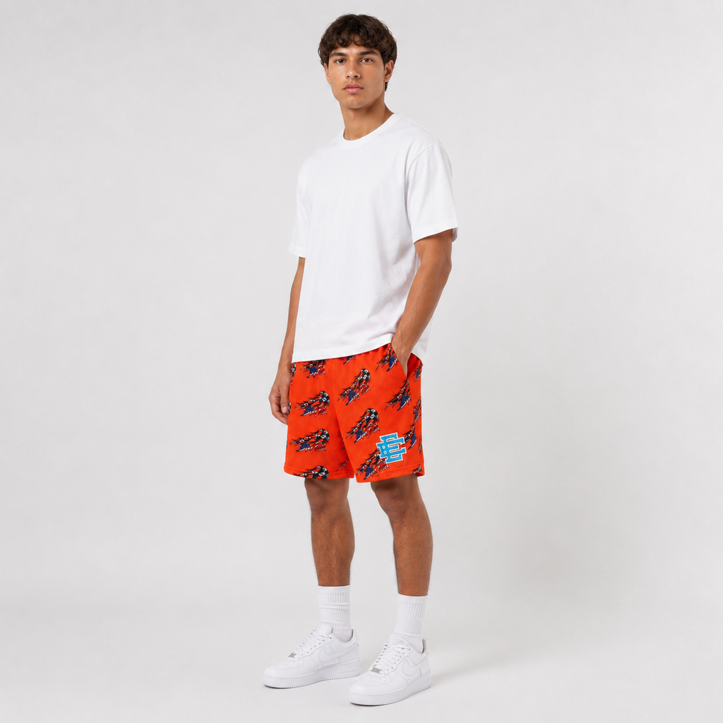 Schwarz-weiße Sox-Mesh-Shorts (SP123)
