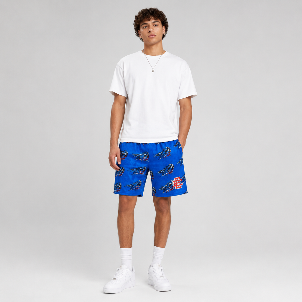 Schwarz-weiße Sox-Mesh-Shorts (SP123)