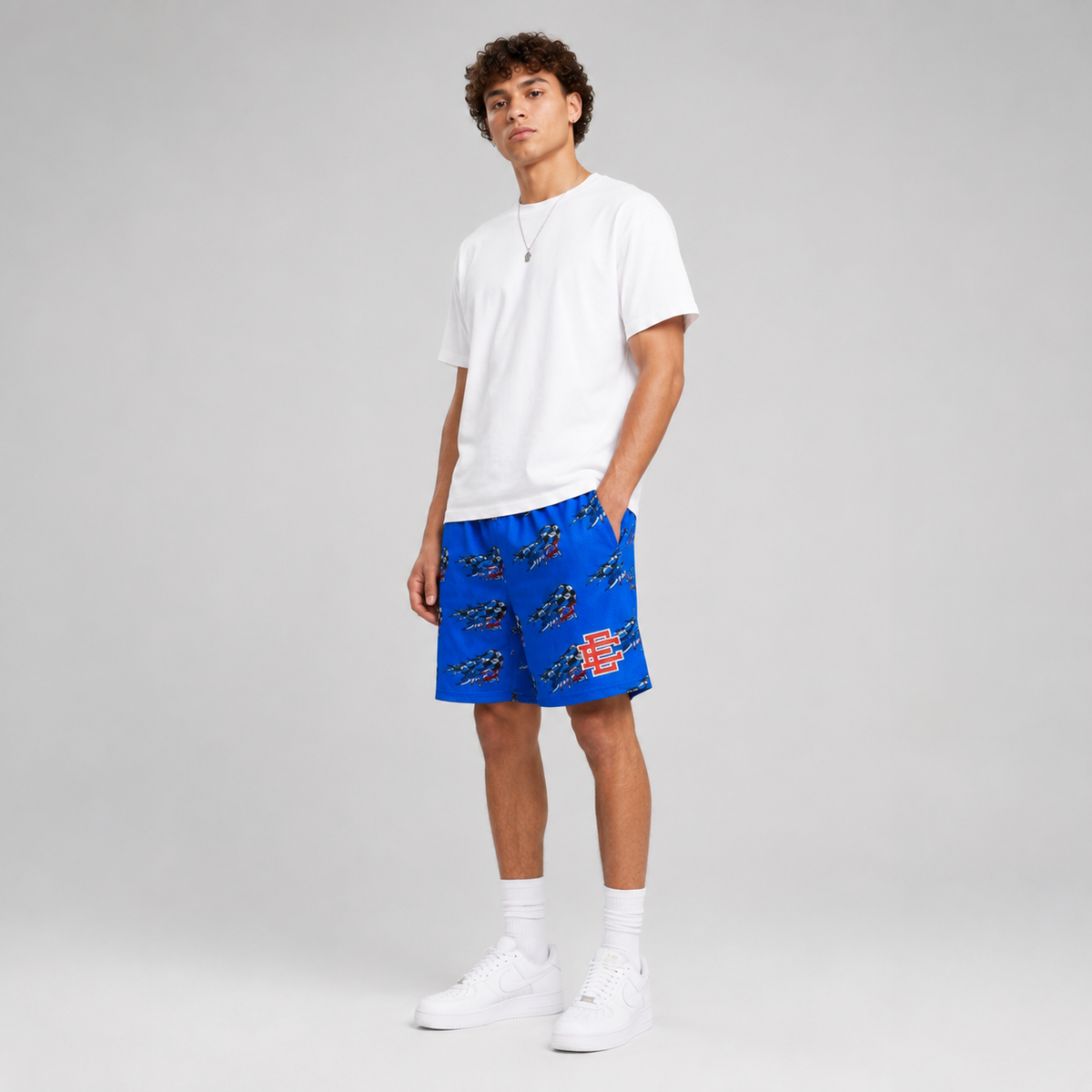 Schwarz-weiße Sox-Mesh-Shorts (SP123)