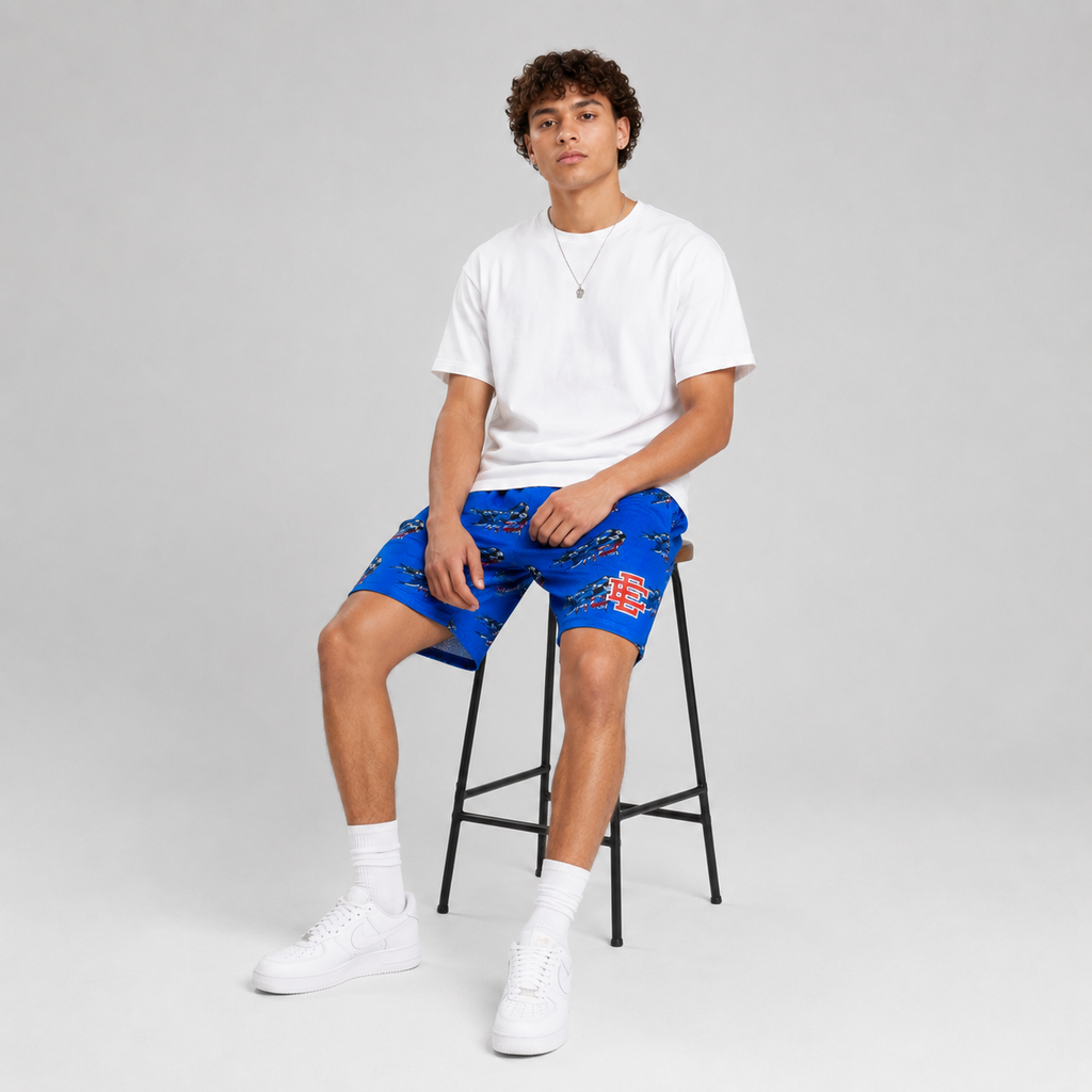 Schwarz-weiße Sox-Mesh-Shorts (SP123)