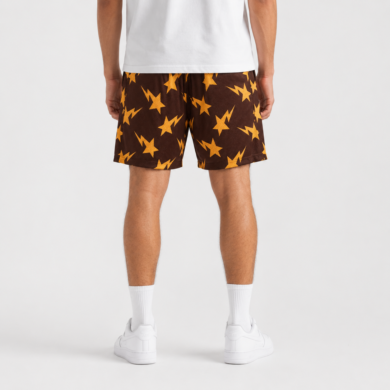 Bronze Starfield mesh shorts - back angle view
