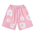 Pink White Puff Floral cotton shorts - front product view