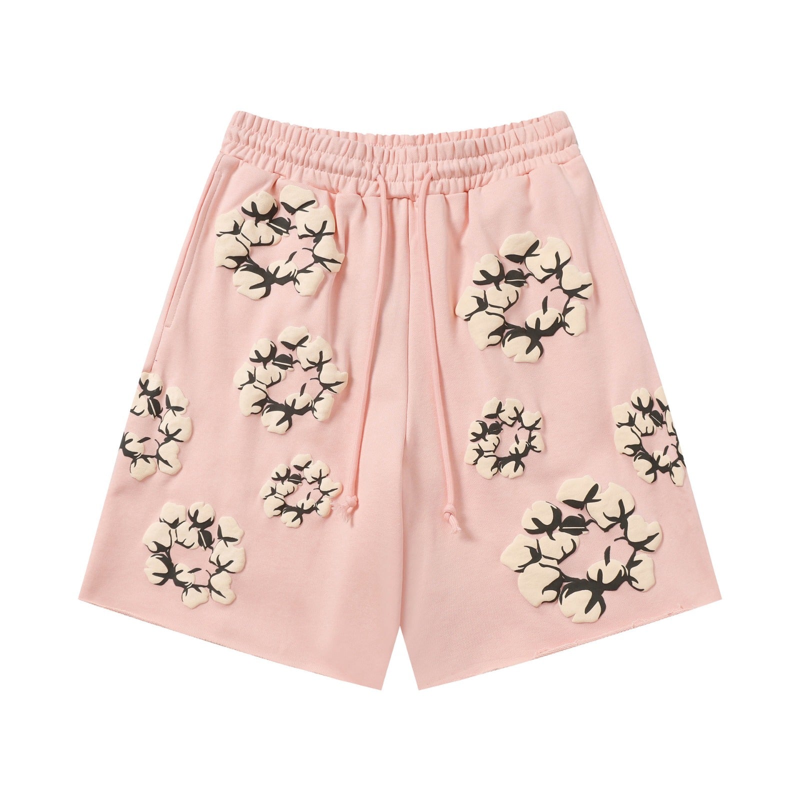 Pink Cream Floral cotton shorts - front product view