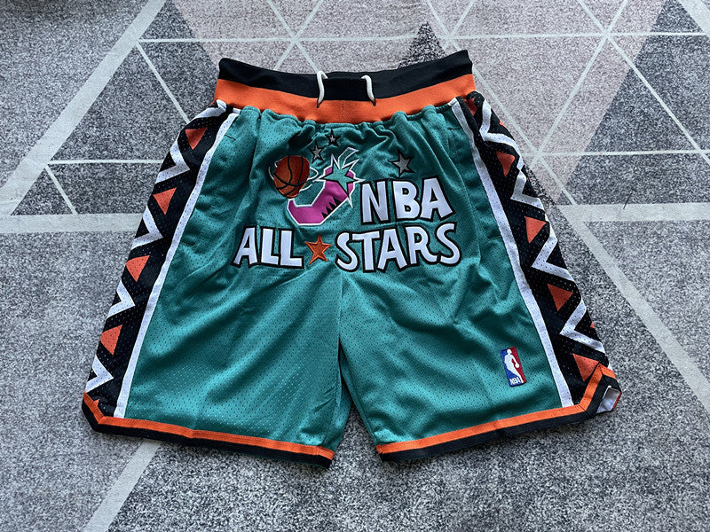 Green All-Star premium basketball shorts, full front view