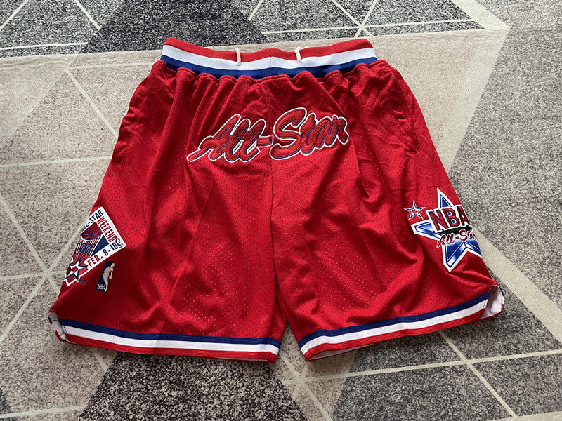 Red All-Star premium basketball shorts, full front view