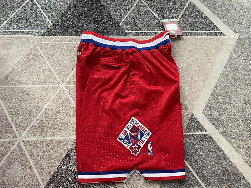 Red All-Star premium basketball shorts, side panel detail