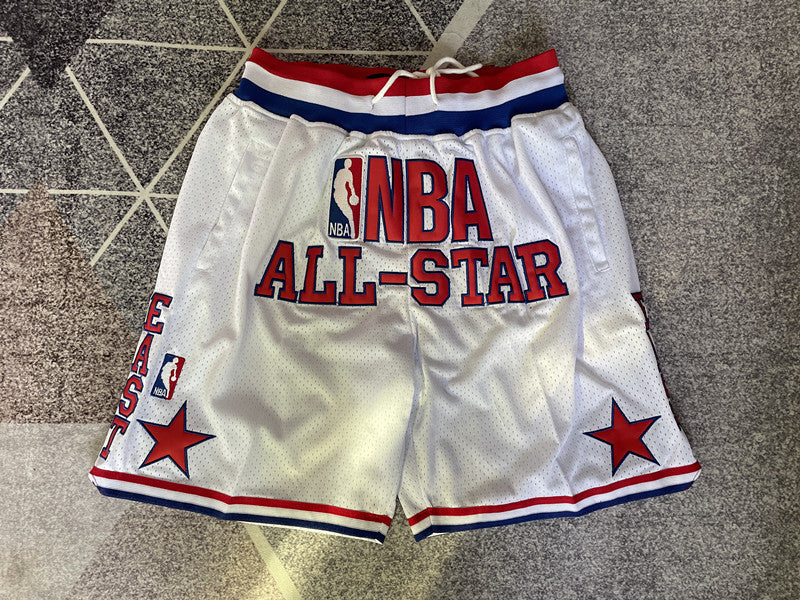 White All-Star premium basketball shorts, full front view