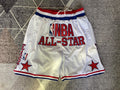 White All-Star premium basketball shorts, full front view
