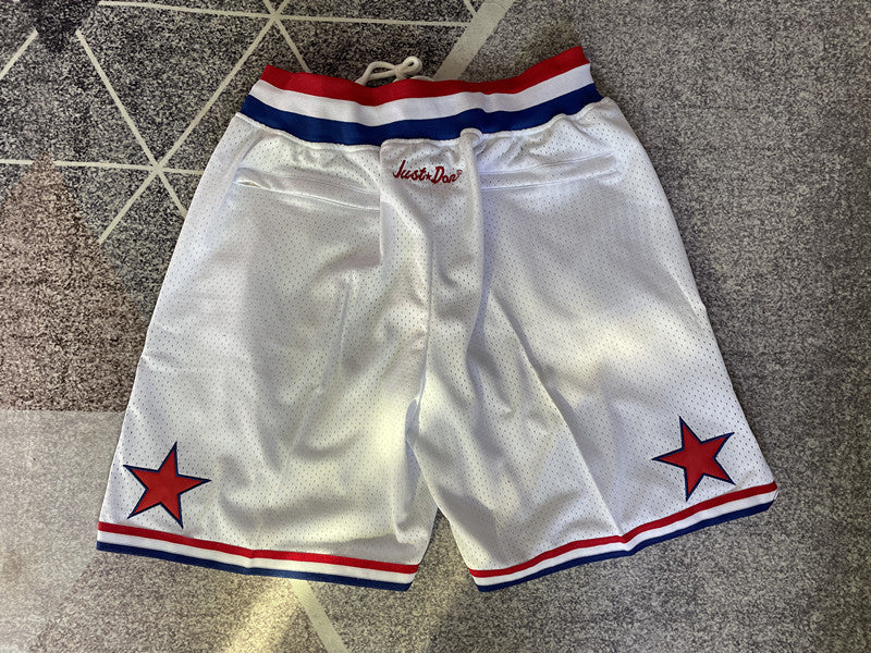White All-Star premium basketball shorts, full back view