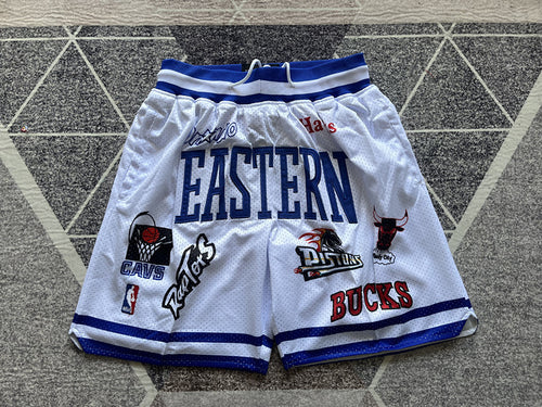 White All-Star premium basketball shorts, full front view