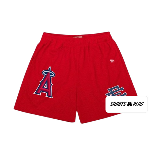 Angels Red mesh shorts - front product view