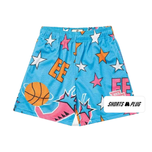 Aqua Starburst mesh shorts - front product view