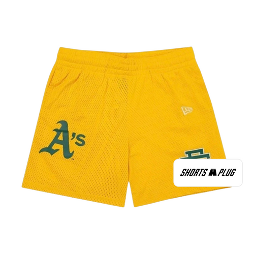 Athletics Gold mesh shorts - front product view
