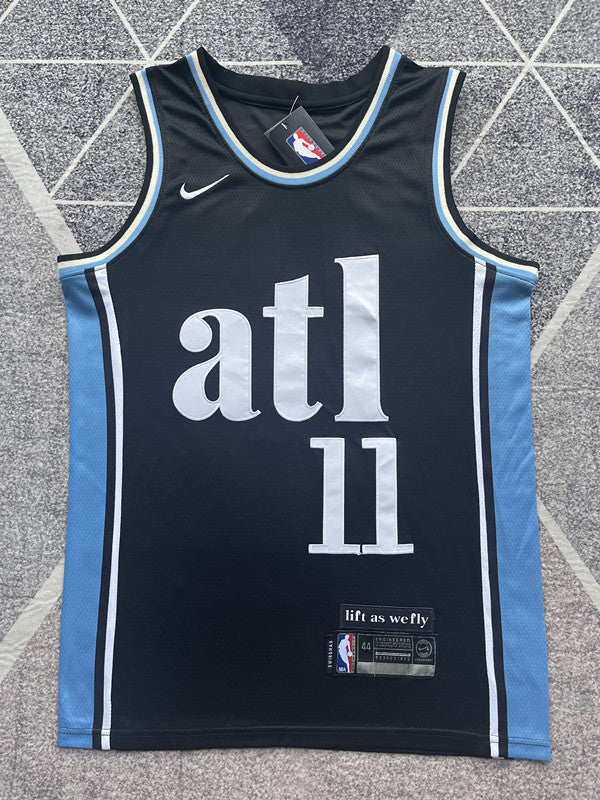 Black Atlanta Hawks basketball jersey, full front view