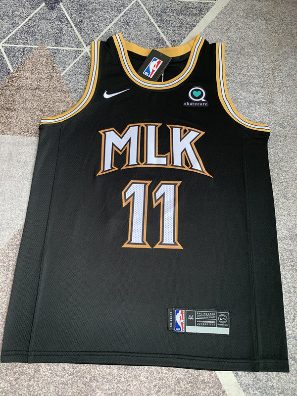 Black Atlanta Hawks basketball jersey, full front view