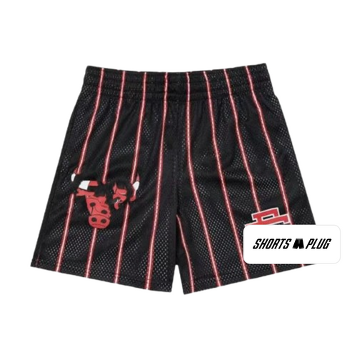 Black Bulls Pinstripe mesh shorts - front product view