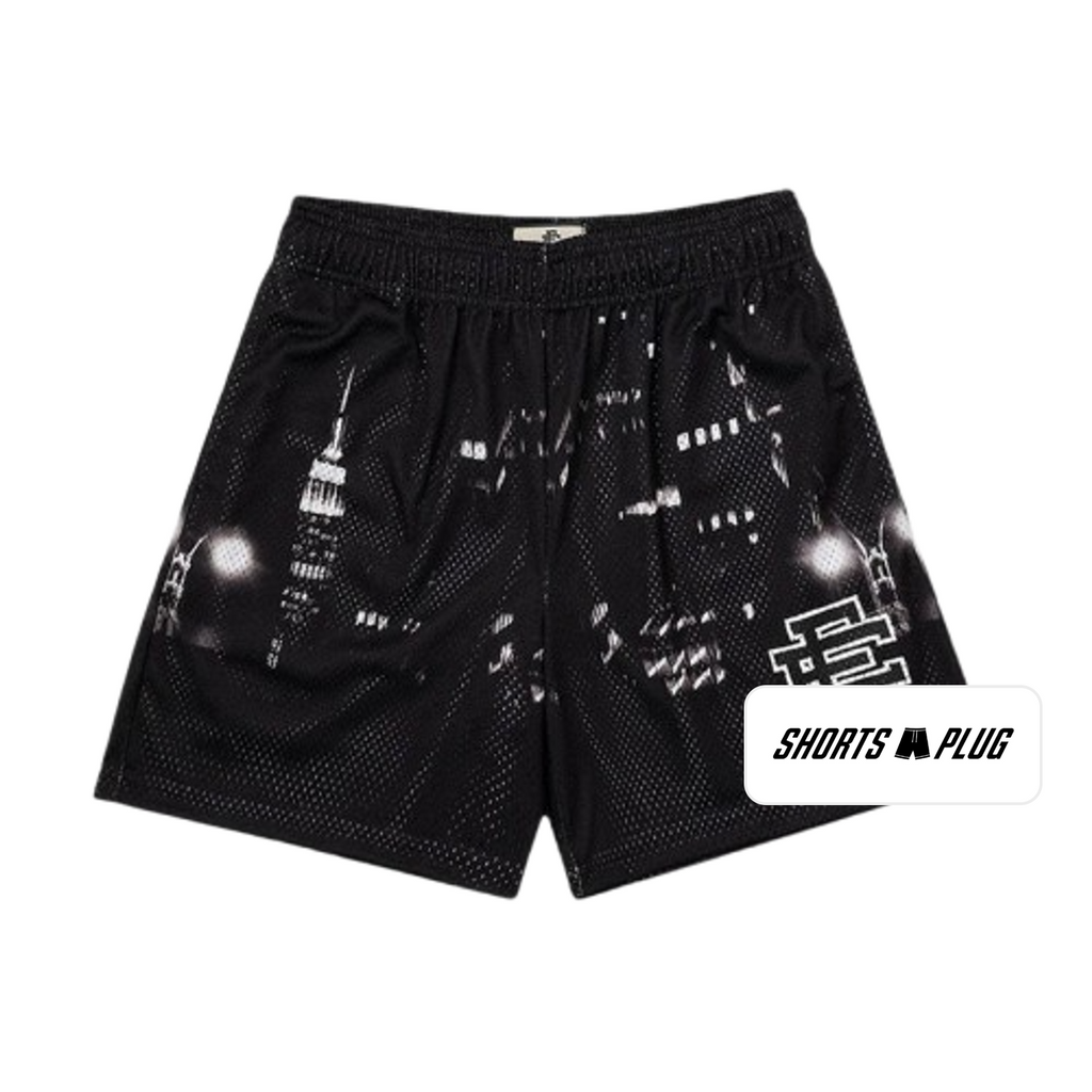 Black Paint Splatter mesh shorts - front product view