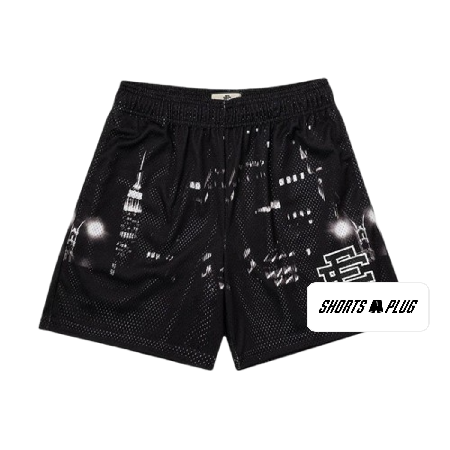 Black Paint Splatter mesh shorts - front product view