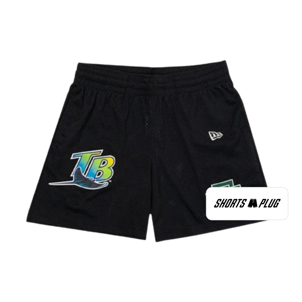 Black Rays mesh shorts - front product view