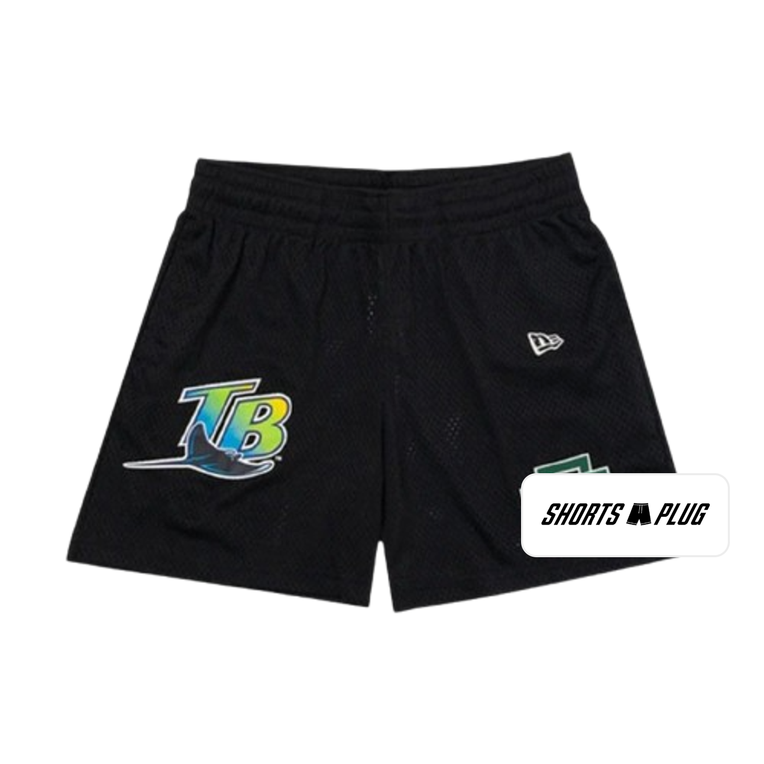 Black Rays mesh shorts - front product view