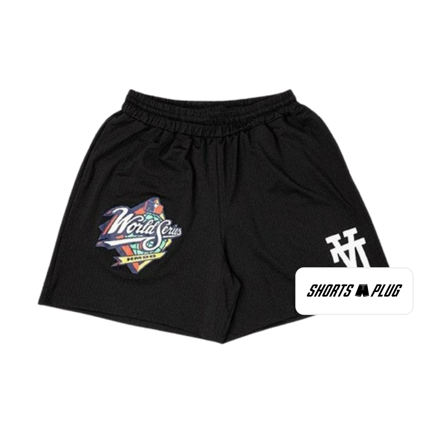 Black World Series mesh shorts - front product view