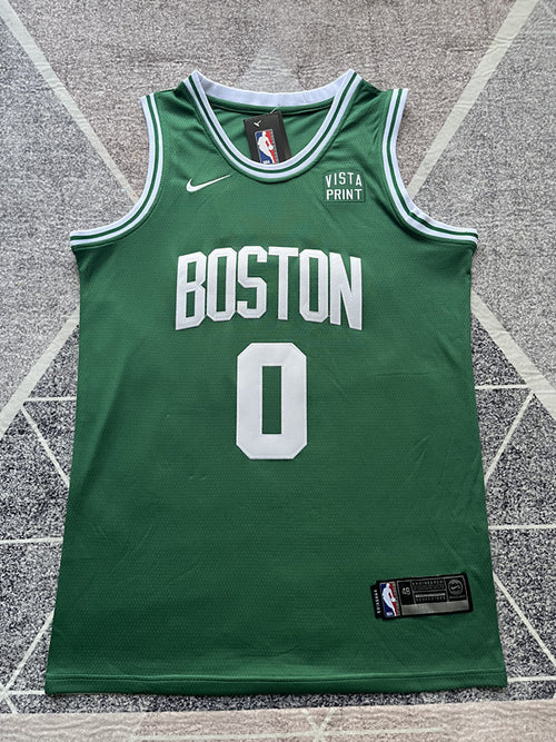 Green Boston Celtics basketball jersey, full front view