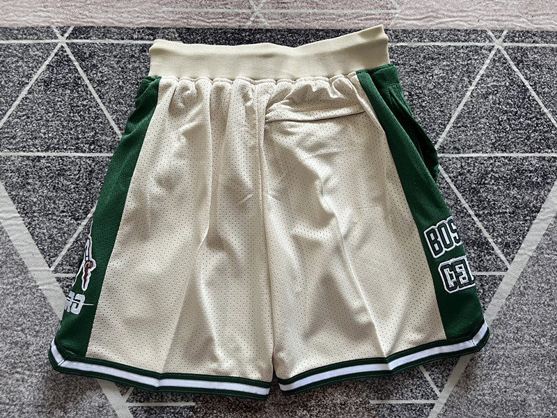 Off-White Boston Celtics premium basketball shorts, full back view