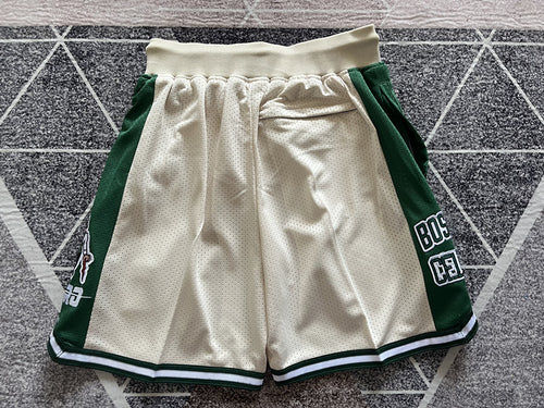 Off-White Boston Celtics premium basketball shorts, full back view