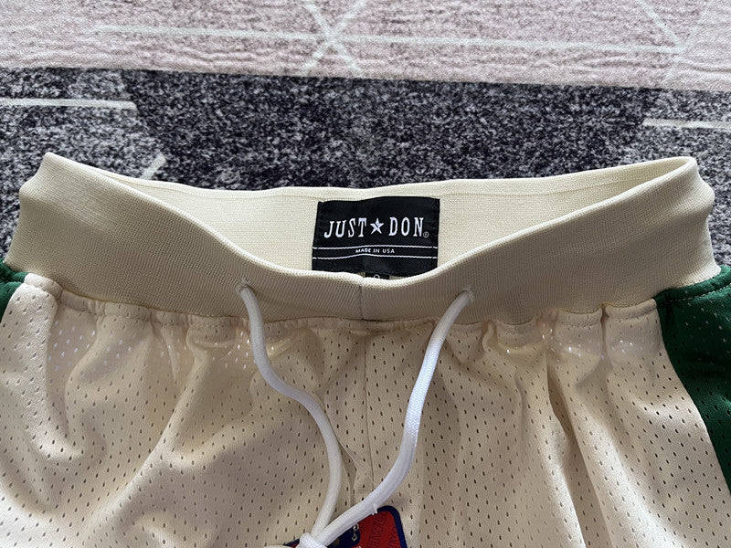 Off-White Boston Celtics premium basketball shorts, waistband and label detail