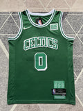 Green Boston Celtics basketball jersey, full front view
