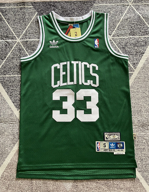 Green Boston Celtics basketball jersey, full front view