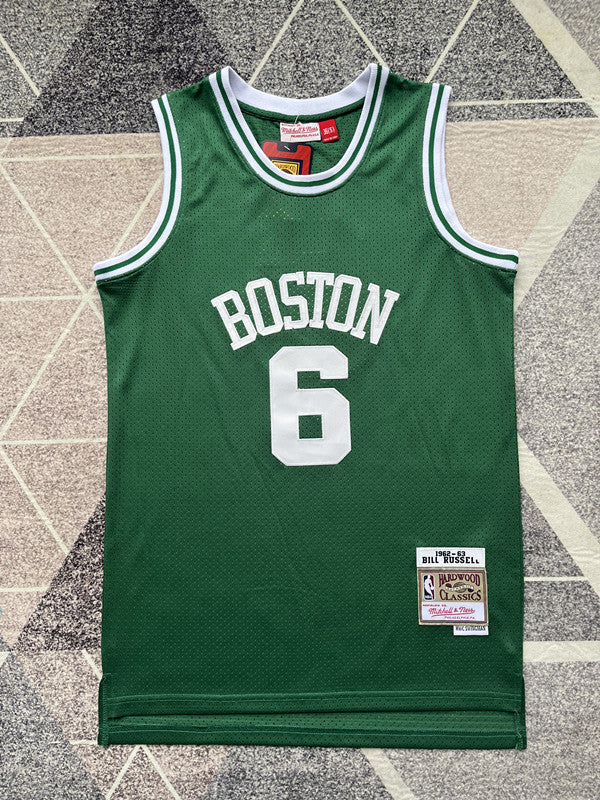 Green Boston Celtics basketball jersey, full front view