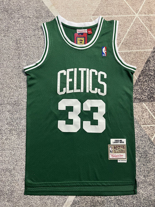 Boston Green Retro Basketball Jersey #33 front view [SPMERGE:P166:front]