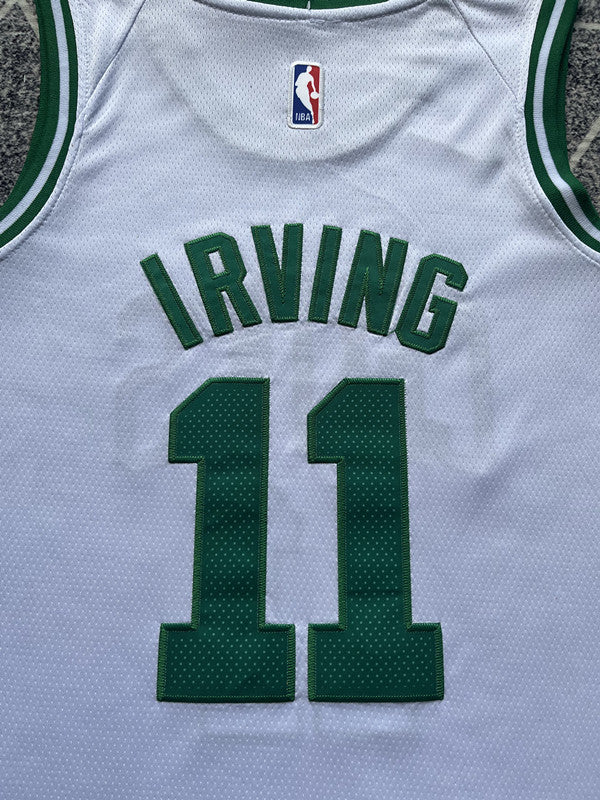 White Boston Celtics basketball jersey, back lettering and number detail