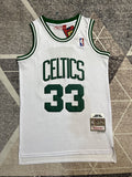 White Boston Celtics basketball jersey, full front view
