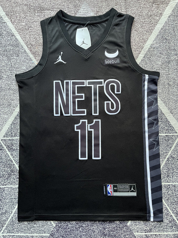 Black Brooklyn Nets basketball jersey, full front view