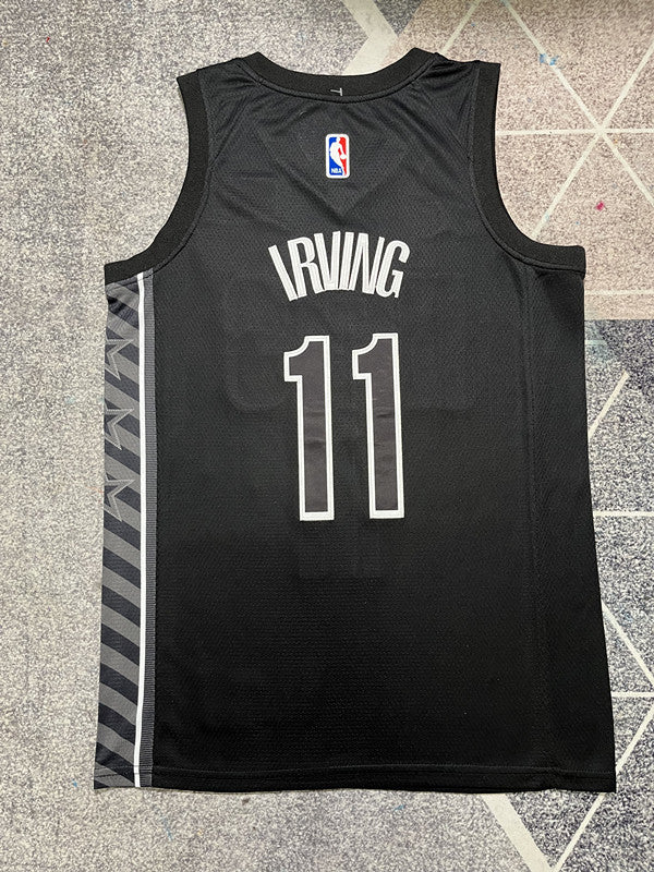 Black Brooklyn Nets basketball jersey, full back view