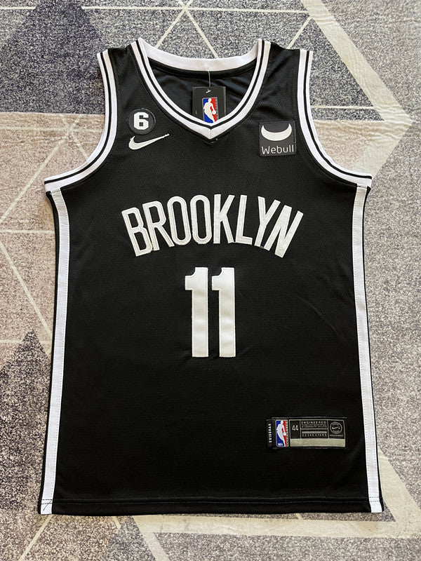 Black Brooklyn Nets basketball jersey, full front view