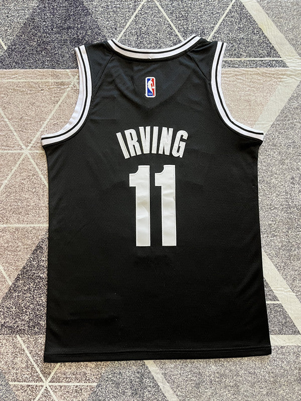 Black Brooklyn Nets basketball jersey, full back view