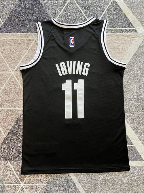 Black Brooklyn Nets basketball jersey, full back view