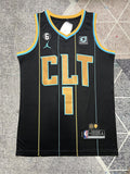 Black Charlotte Hornets basketball jersey, full front view