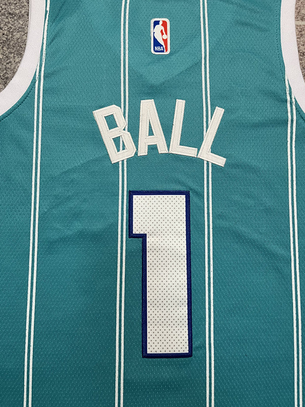 Light Blue Charlotte Hornets basketball jersey, front graphic detail