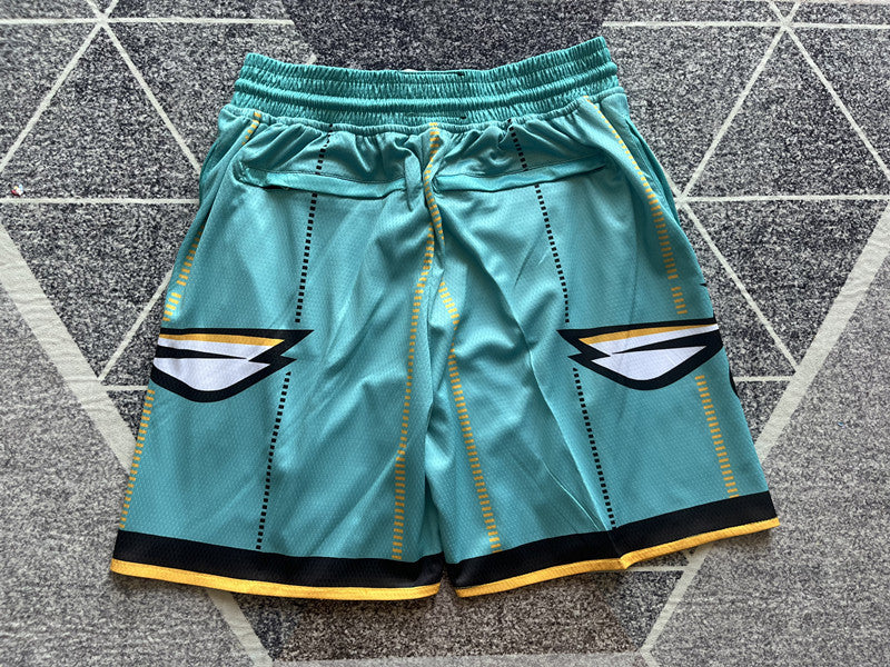 Green Charlotte Hornets premium basketball shorts, full back view