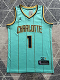 Green Charlotte Hornets basketball jersey, full front view