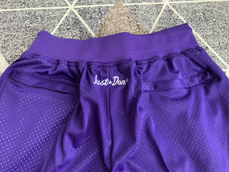 Multi-color Charlotte Hornets premium basketball shorts, waistband and label detail