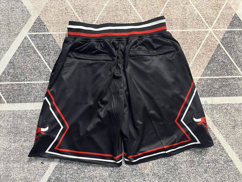 Black Chicago Bulls premium basketball shorts, full back view